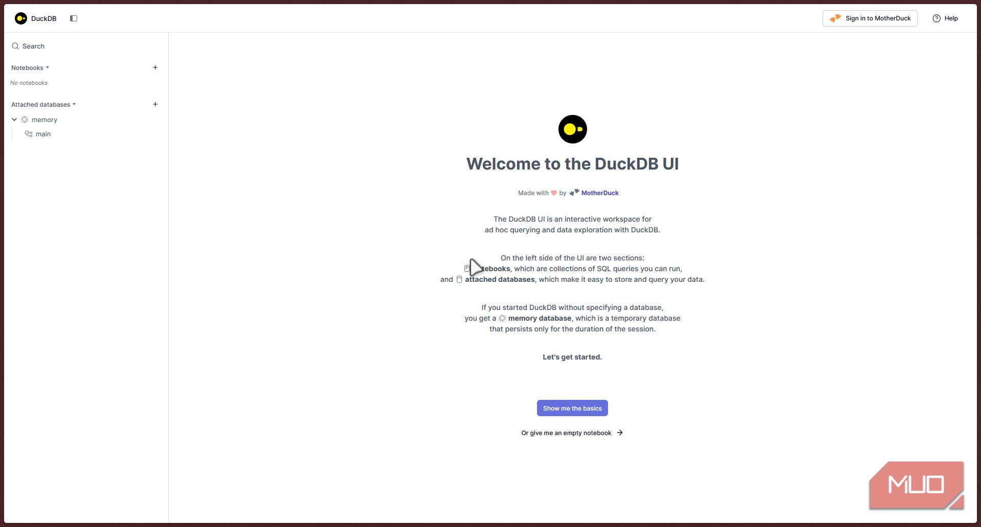 DuckDB home page.
