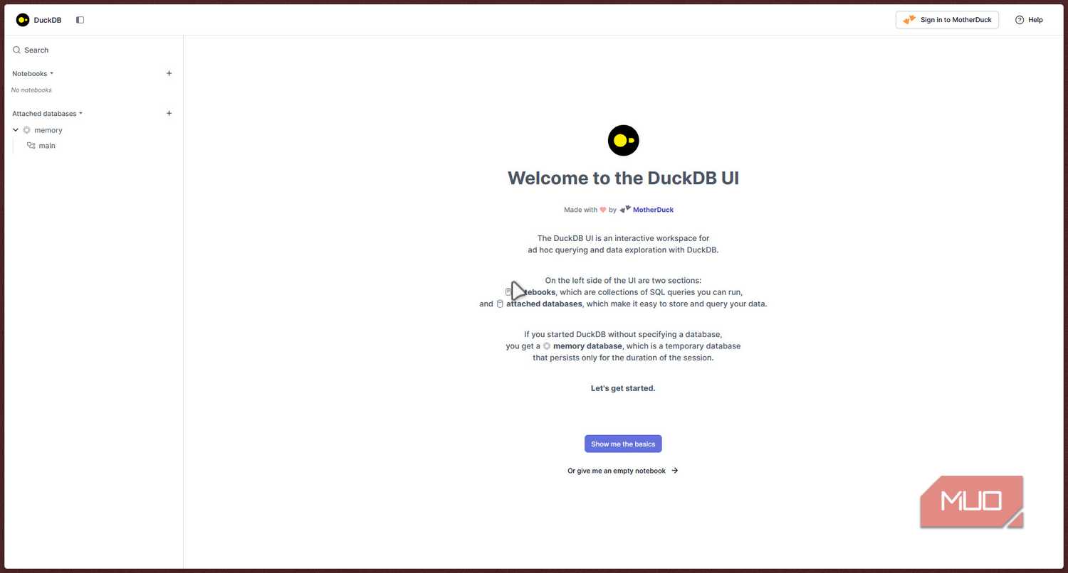 DuckDB home page.