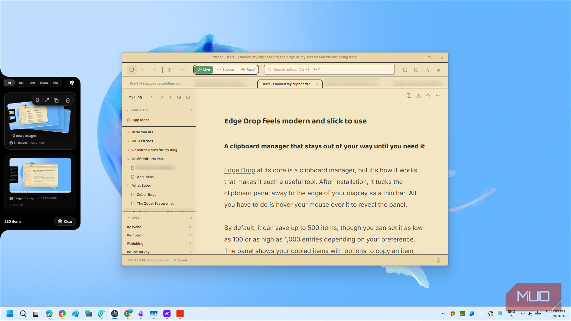 Edge Drop Clipboard Manager Interface With Demo Documentation-1