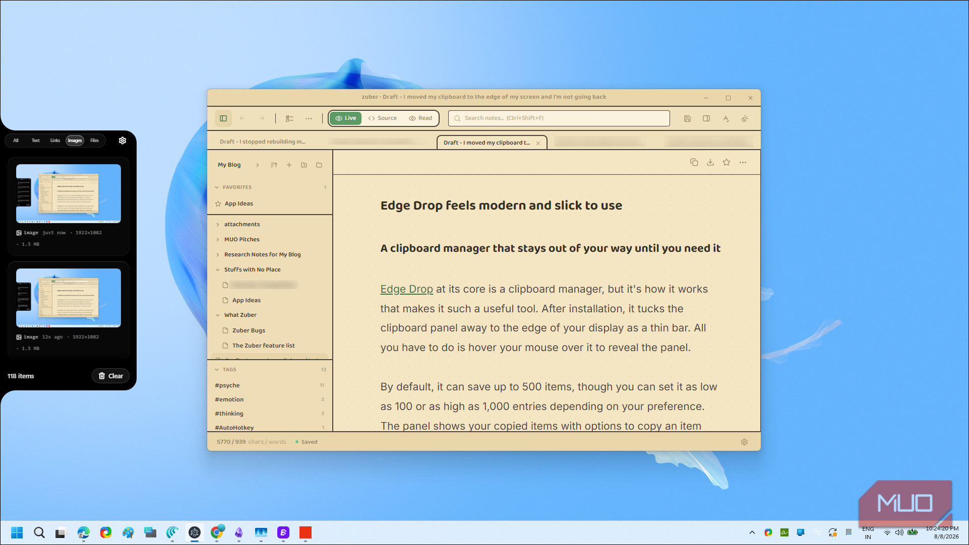 Edge Drop Clipboard Manager Interface With Documentation-1