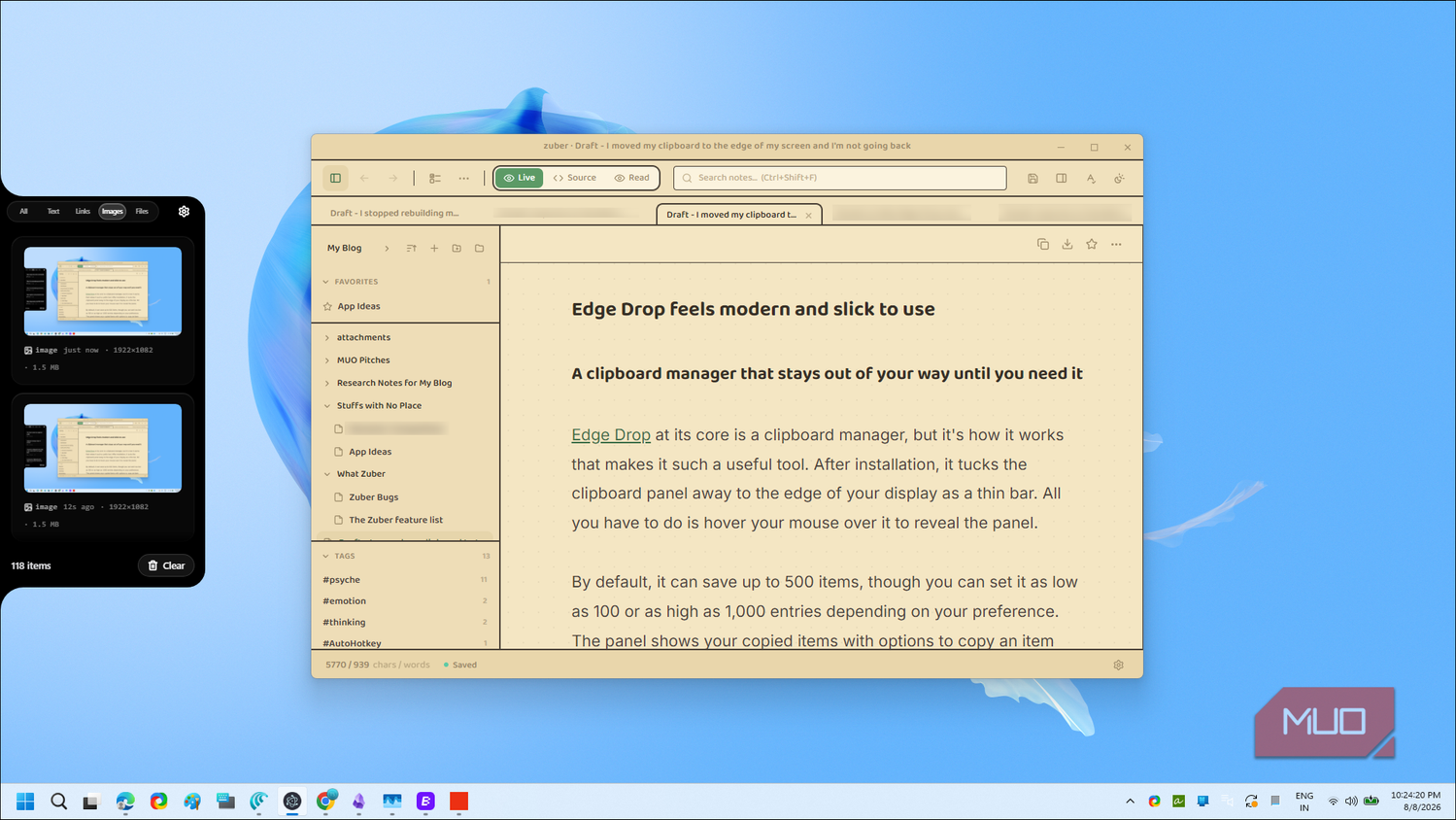 Edge Drop Clipboard Manager Interface With Documentation-1