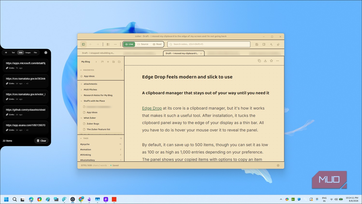 Edge Drop Clipboard Manager Interface With Documentation And History Panel-1