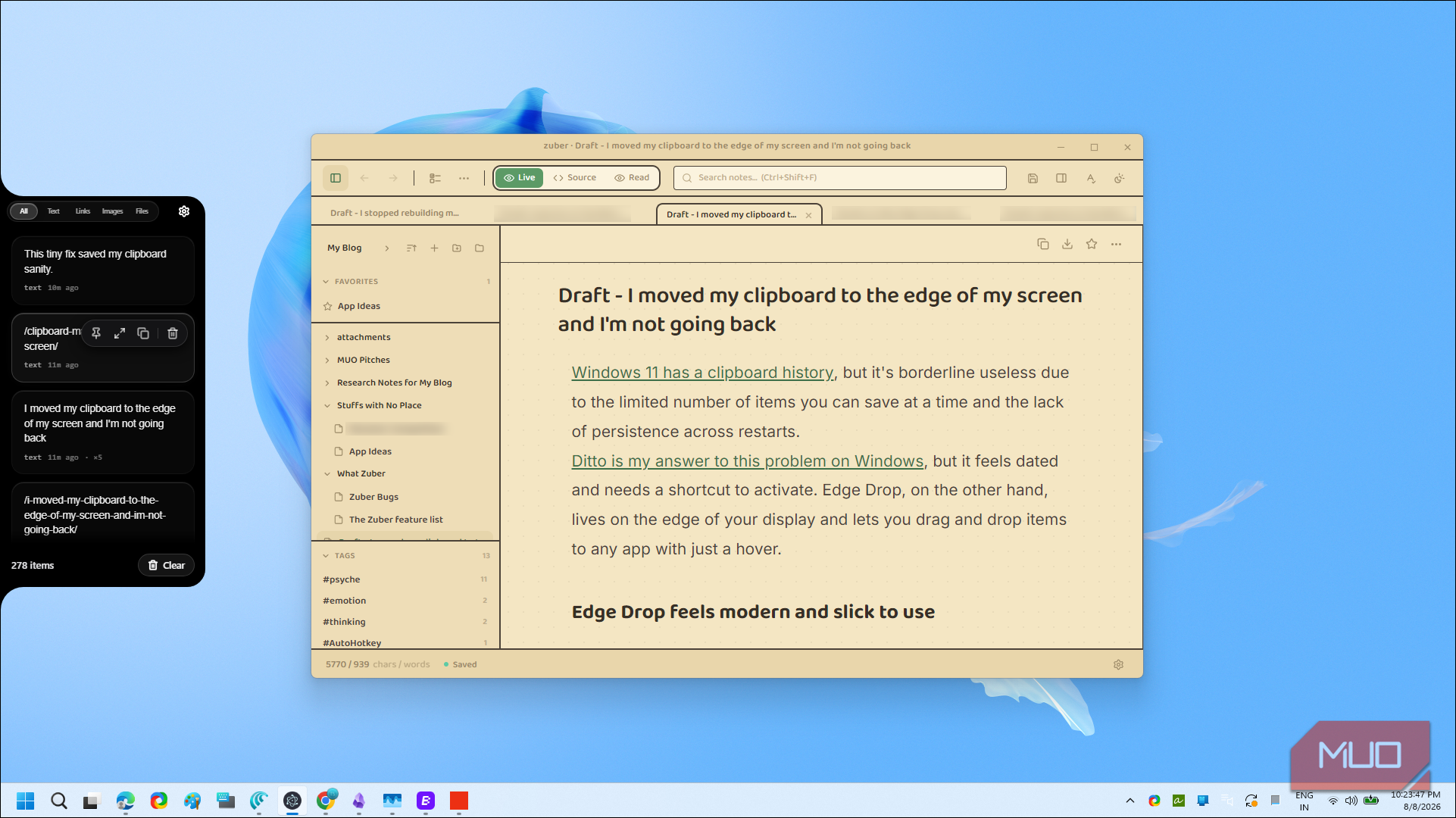 Edge Drop Clipboard Manager With Blog Draft About Windows Clipboard History-1