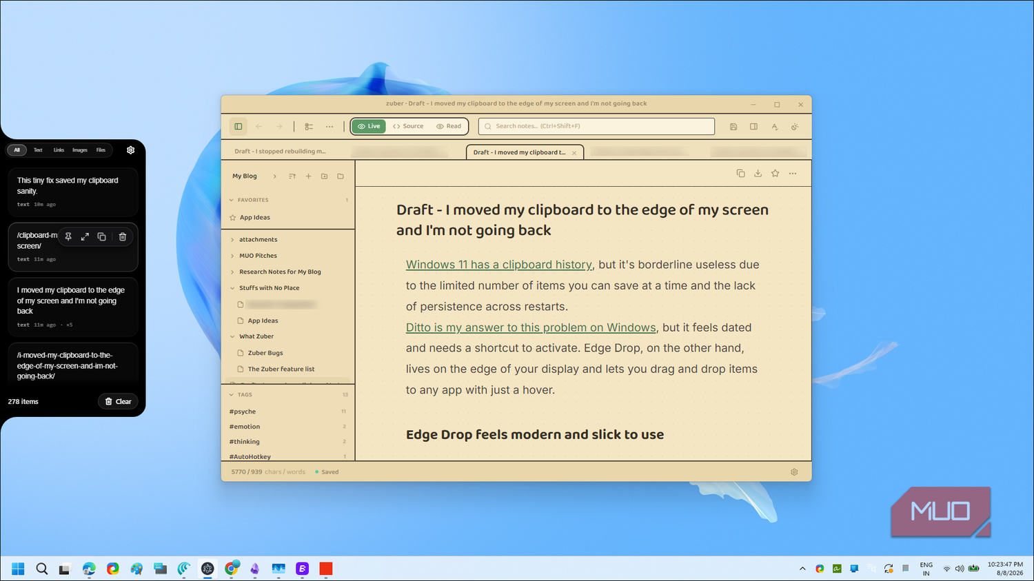 Edge Drop Clipboard Manager With Blog Draft About Windows Clipboard History-1