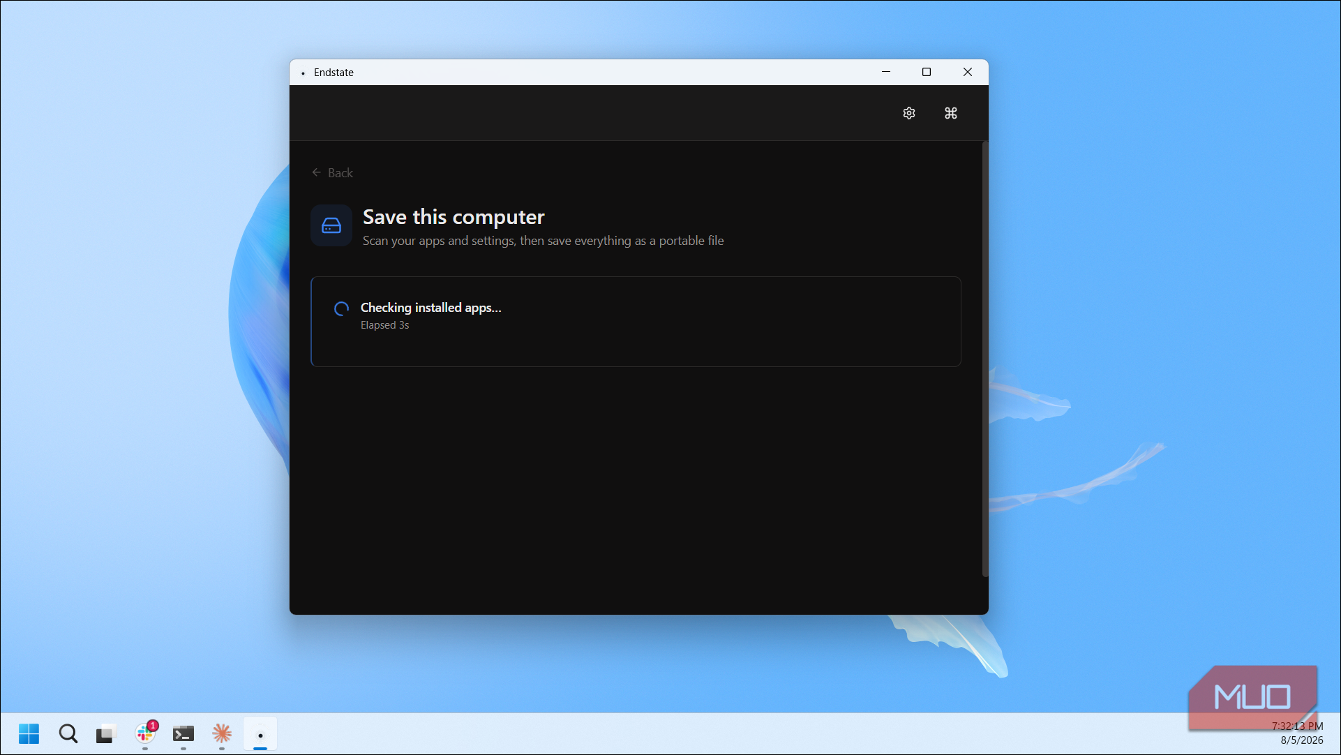 Endstate Save This Computer Scanning Installed Apps Progress