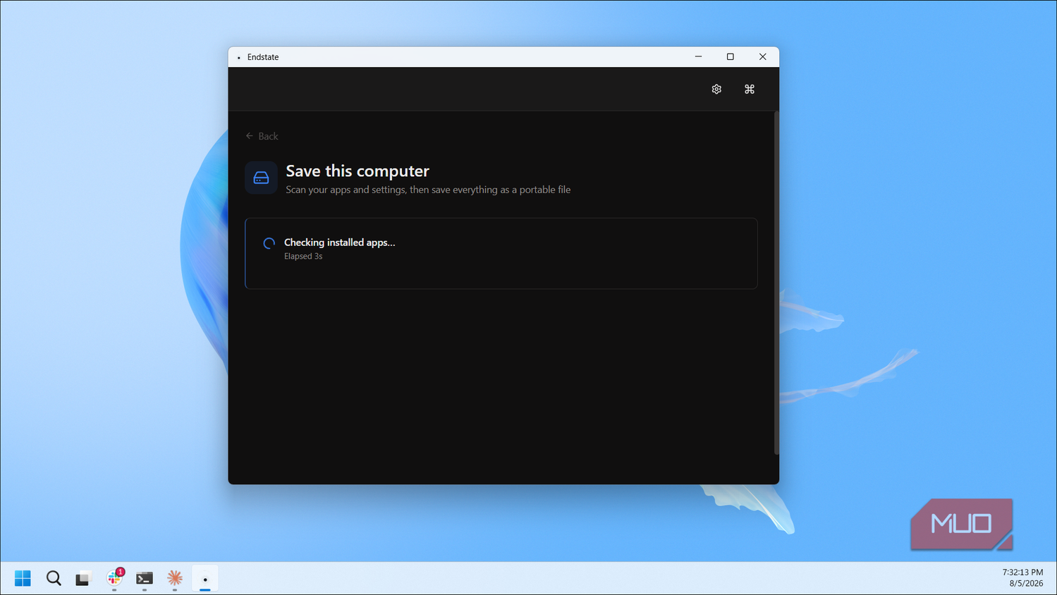 Endstate Save This Computer Scanning Installed Apps Progress