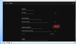 Endstate Settings Advanced Automatic Backup Continuous Protection Options