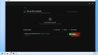Endstate Setup Computer Import Profile Screen With Available Capture Bundle