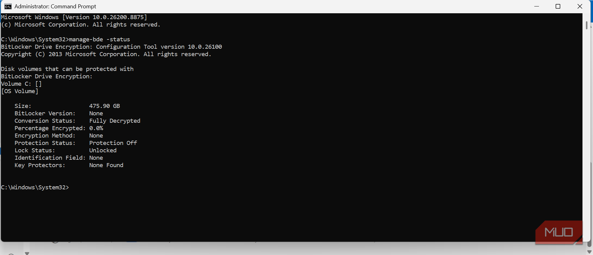 etailed encryption report on Windows