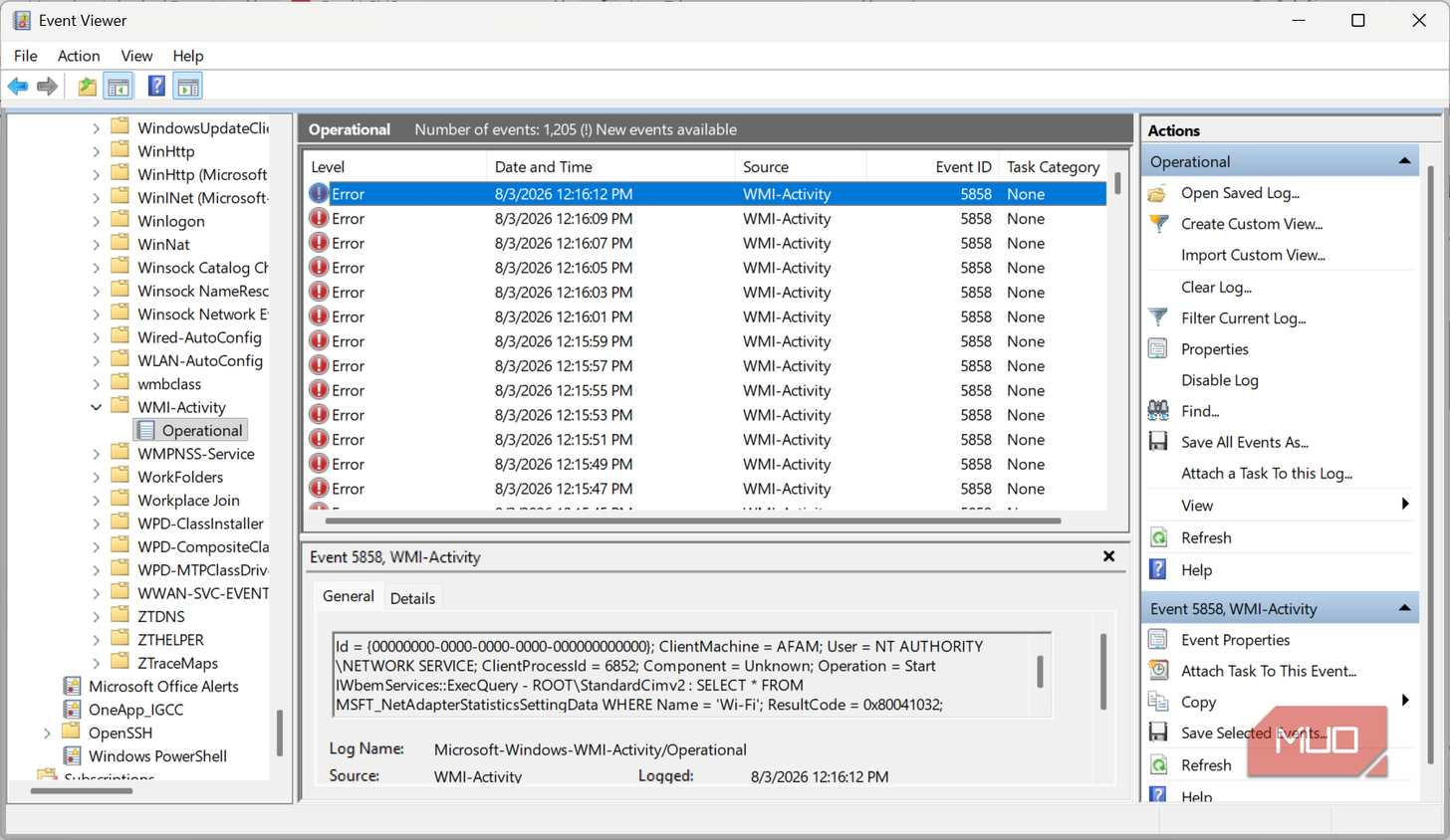 Event Viewer operational logs