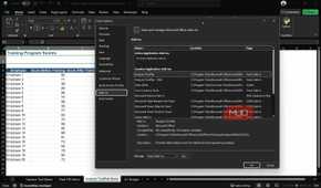 Excel add-ins window.