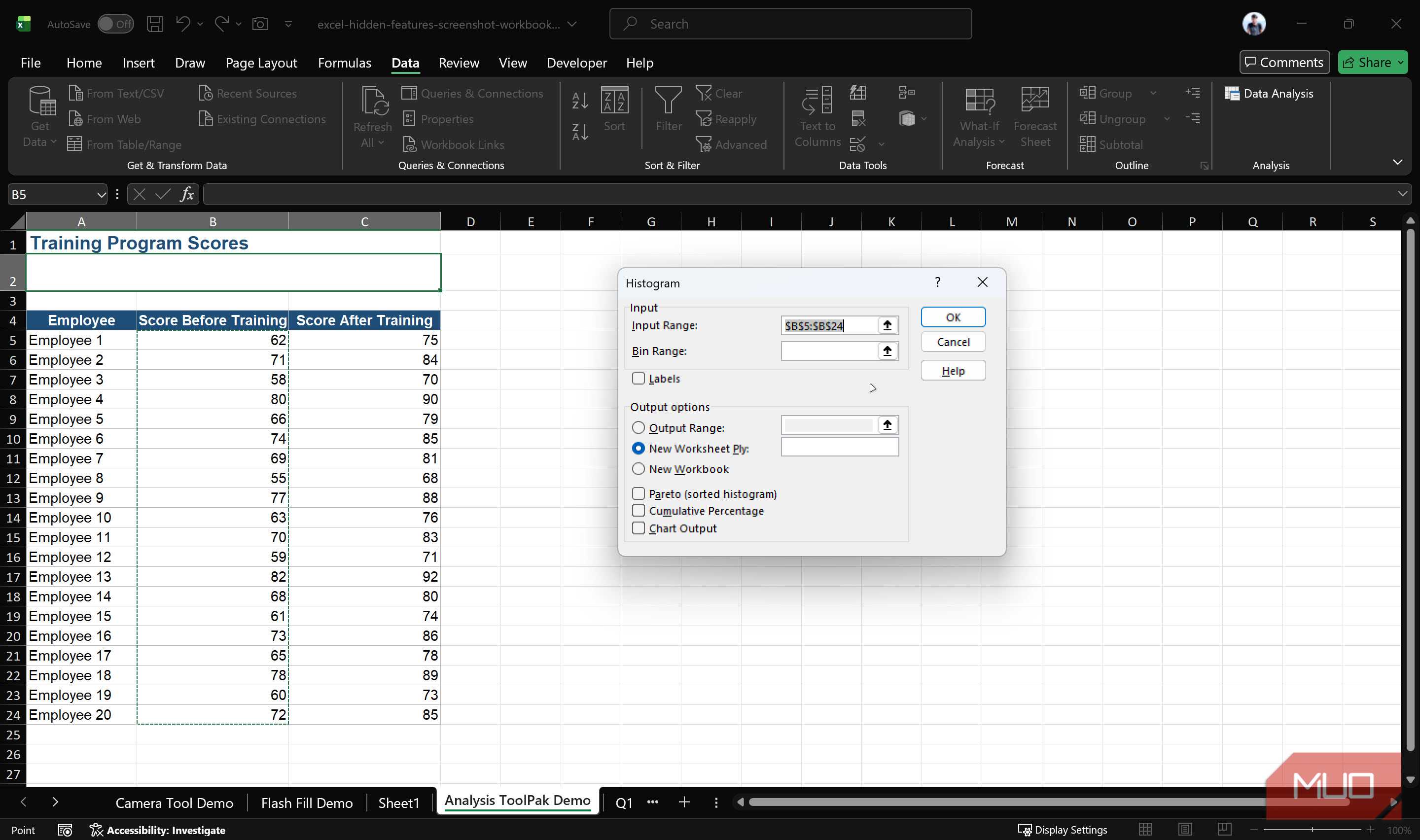 Excel analysis tookpak window.