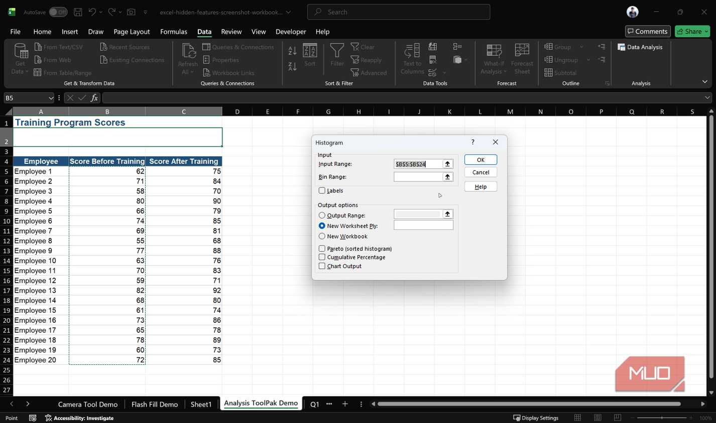 Excel analysis tookpak window.