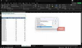 Excel data analysis tool window.