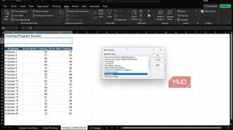 Excel data analysis tool window.