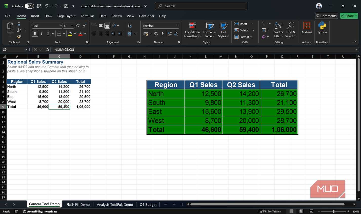Excel window with snapshot updating live.