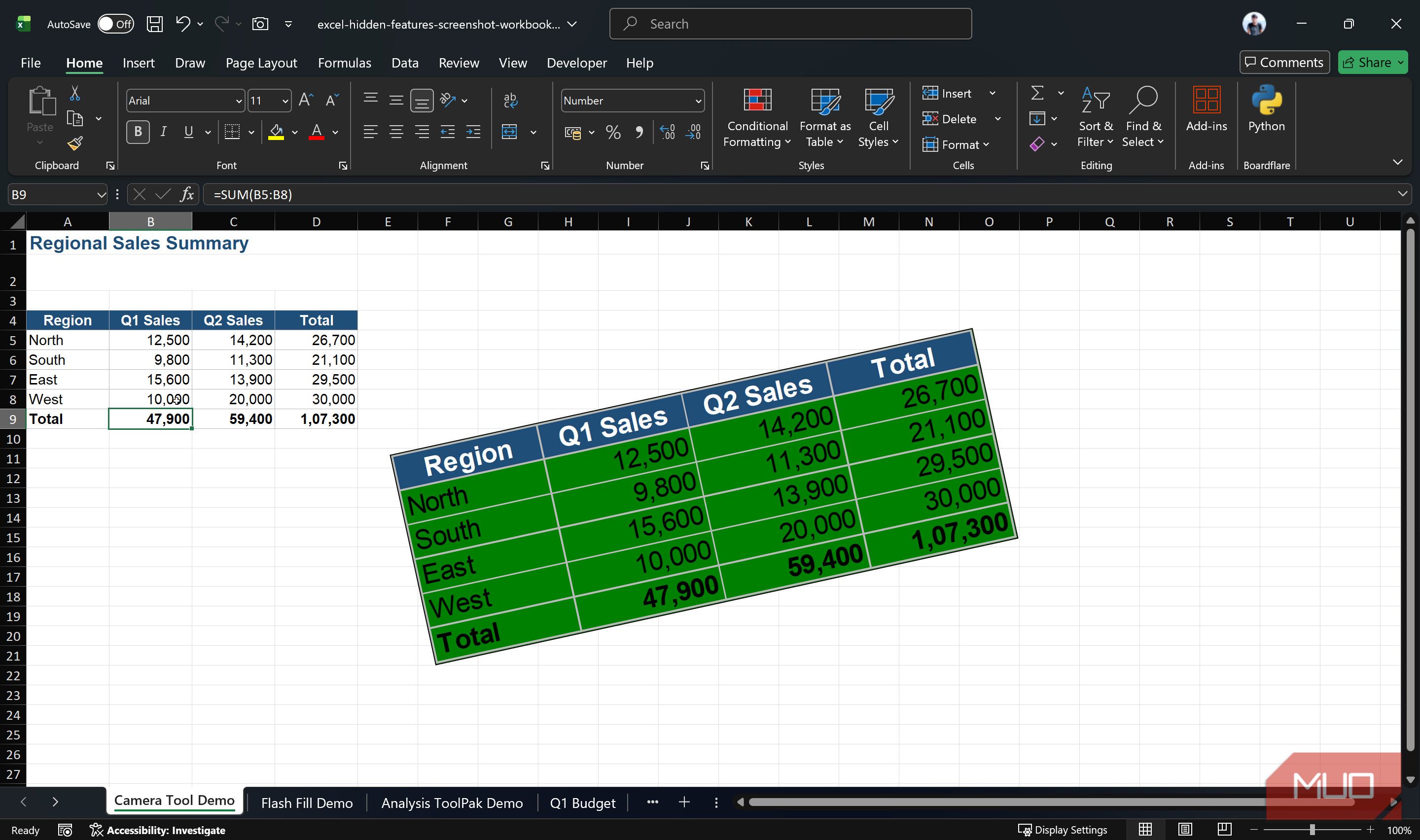 Excel window with snapshot updating with live data.