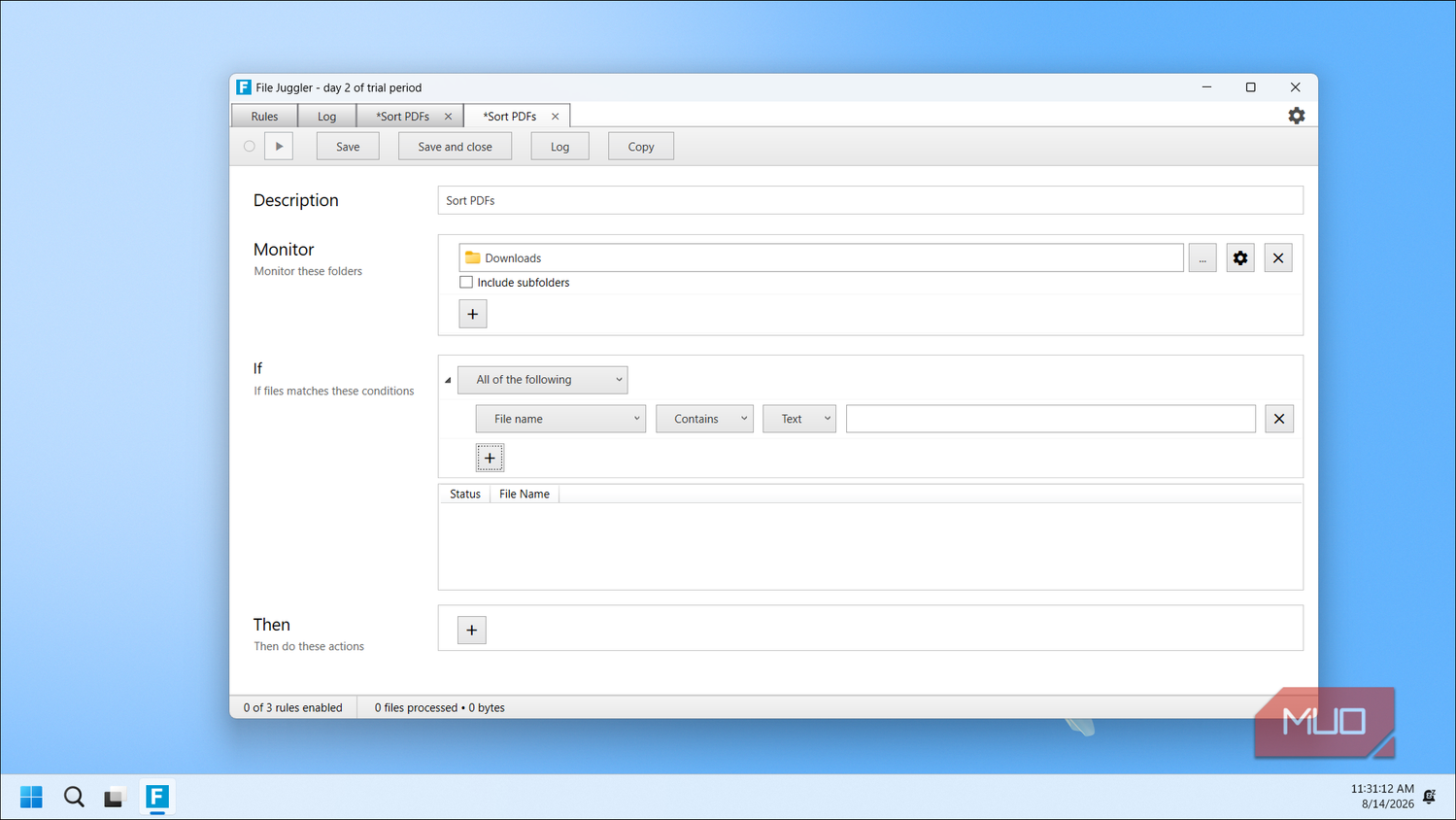 File Juggler Sort Pdfs Rule Configuration Monitoring Downloads Folder