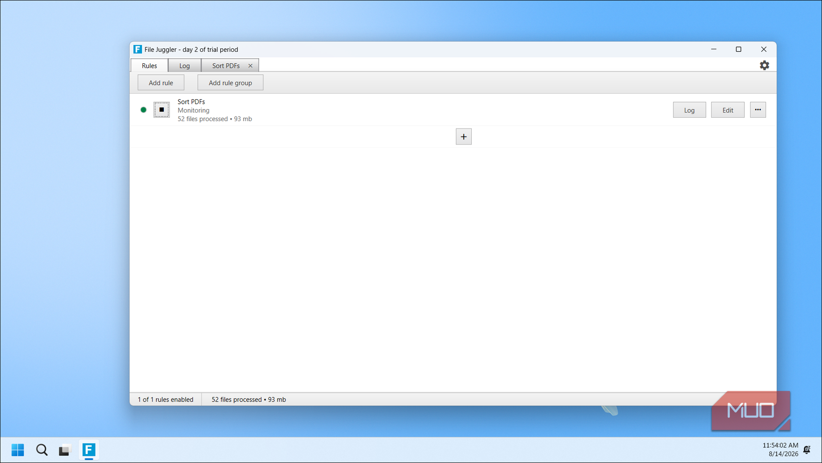 File Juggler Sort Pdfs Rule Monitoring 52 Files Processed 93 Mb
