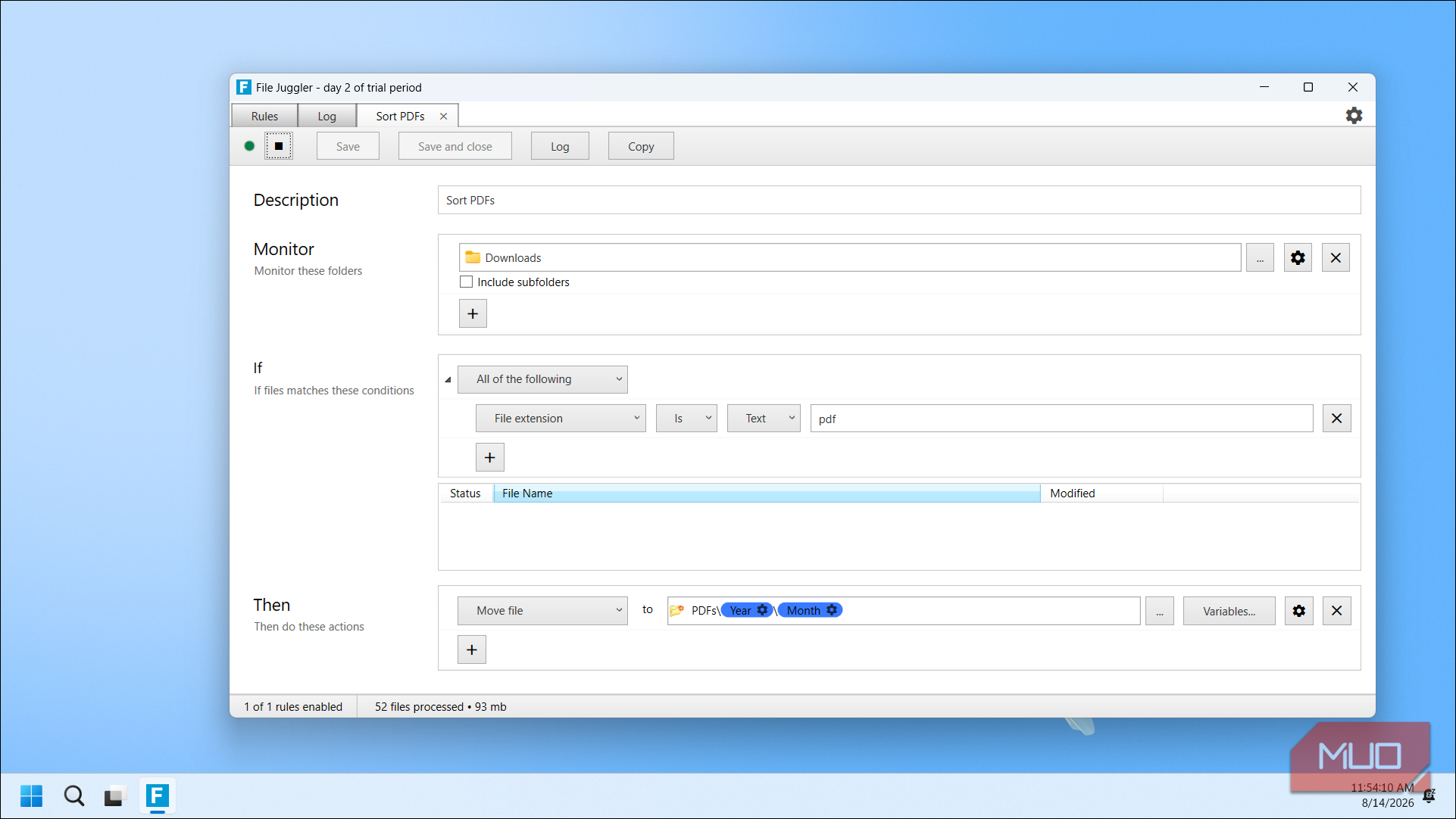 File Juggler Sort Pdfs Rule With Downloads Folder Monitor And File Extension Conditions