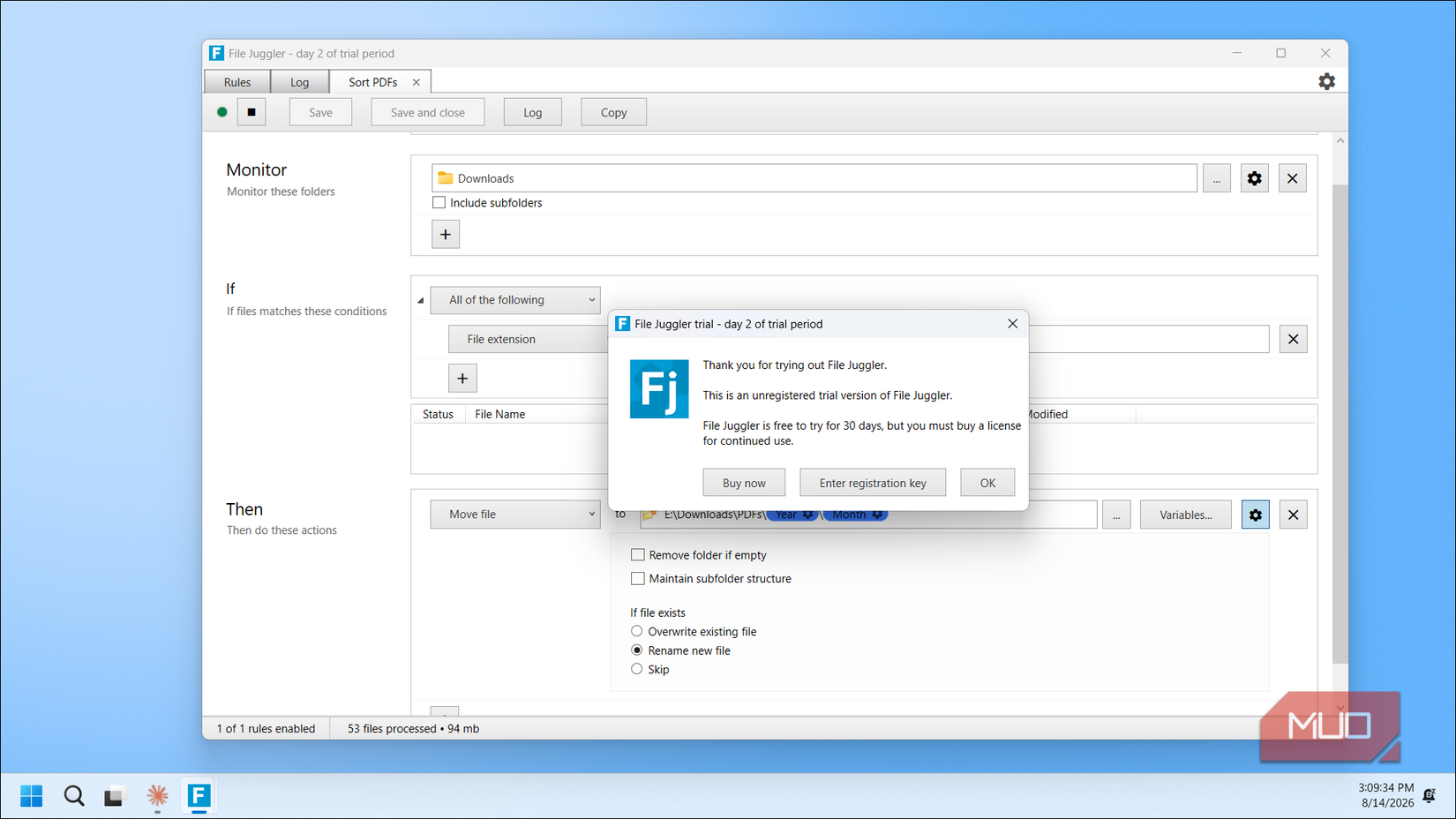 File Juggler Trial Version Dialog Day 2 Of Period