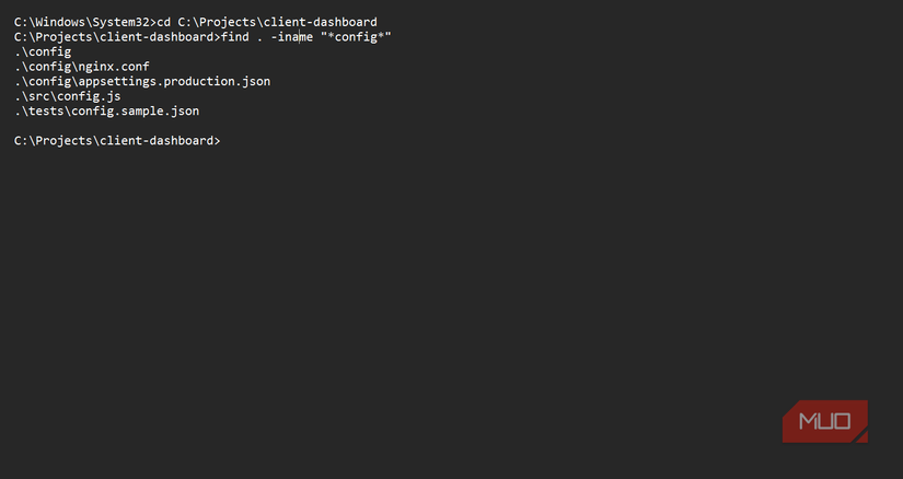Finding a configuration file (CMD + Coreutils)
