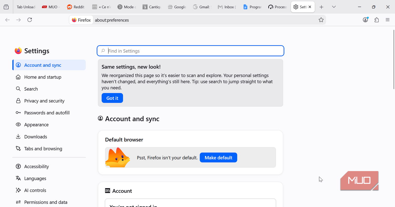 Firefox settings