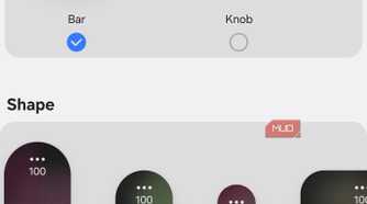 Flex Volume UI bar and knob styles with shape options