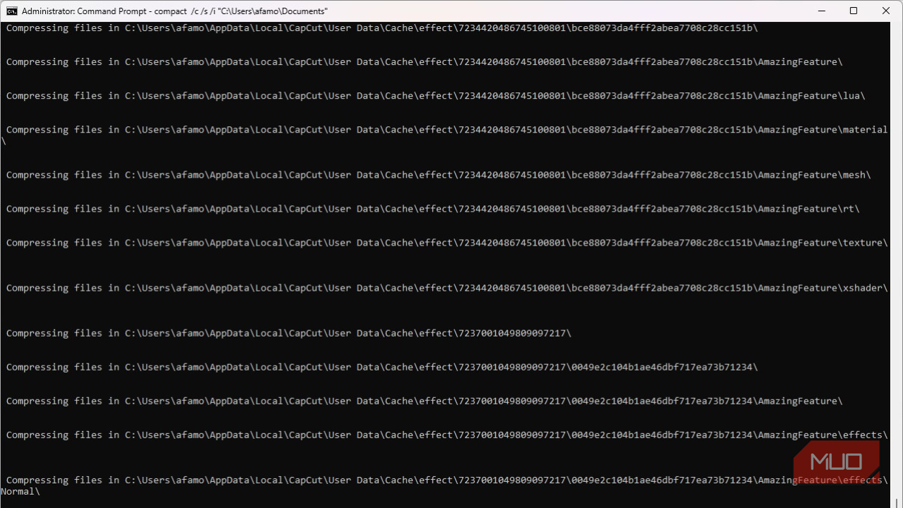 Folder compression running