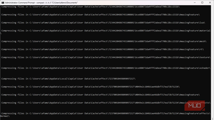 Folder compression running
