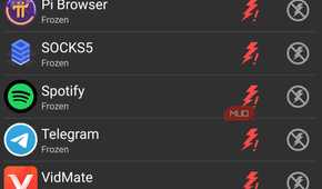A list of frozen apps inside SuperFreezZ.