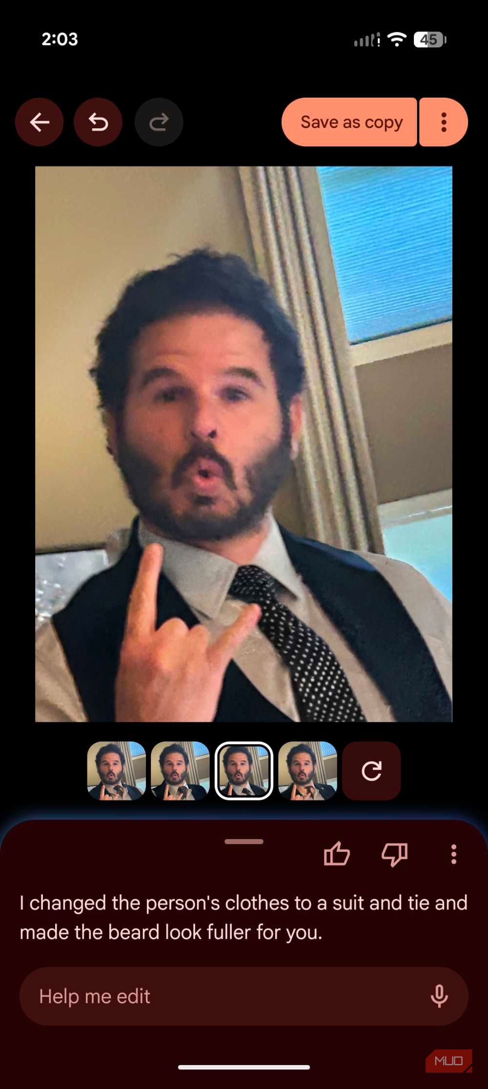 generative edit choices google photos