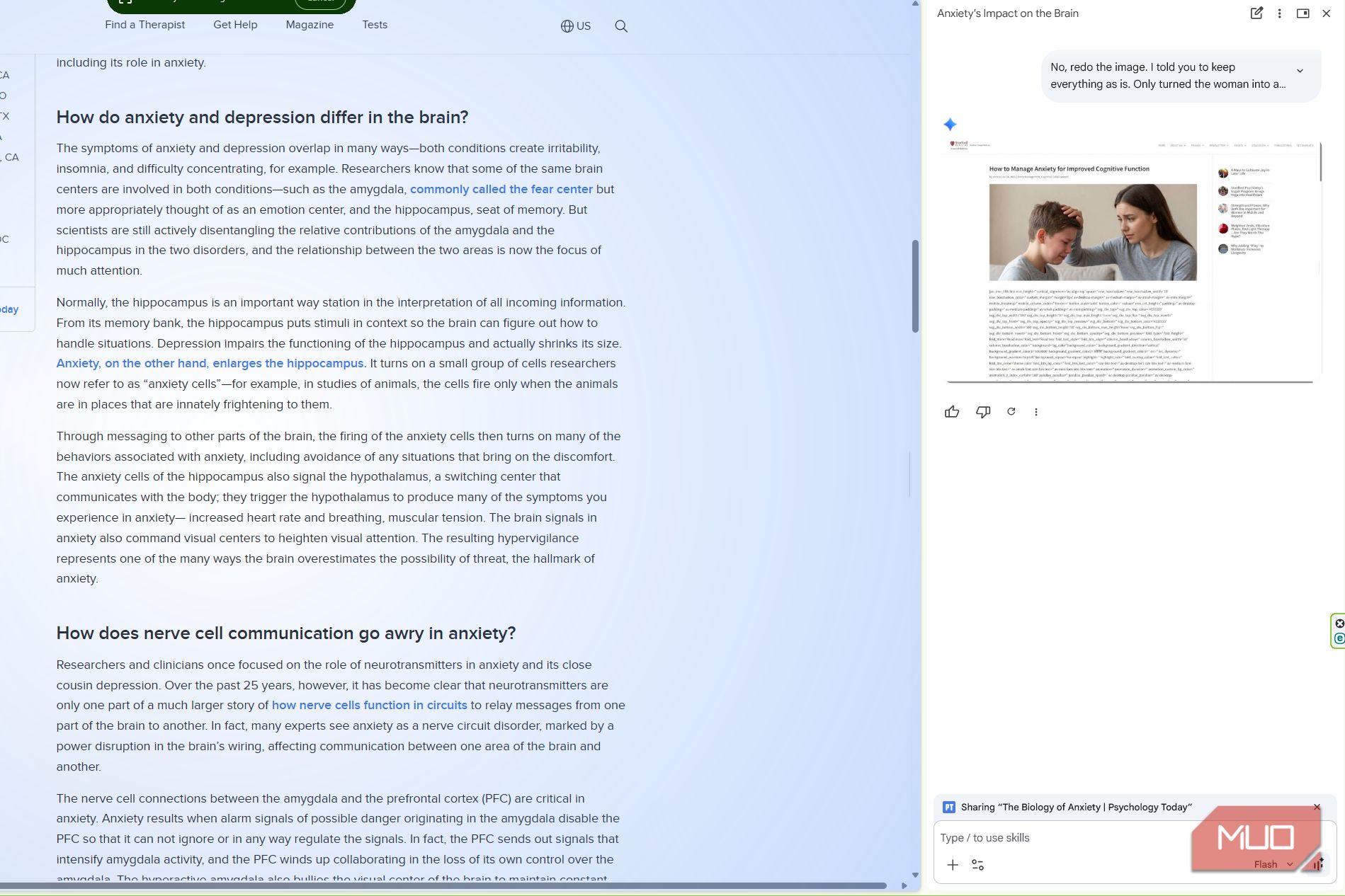 Gemini in Chrome highlighting page in blue