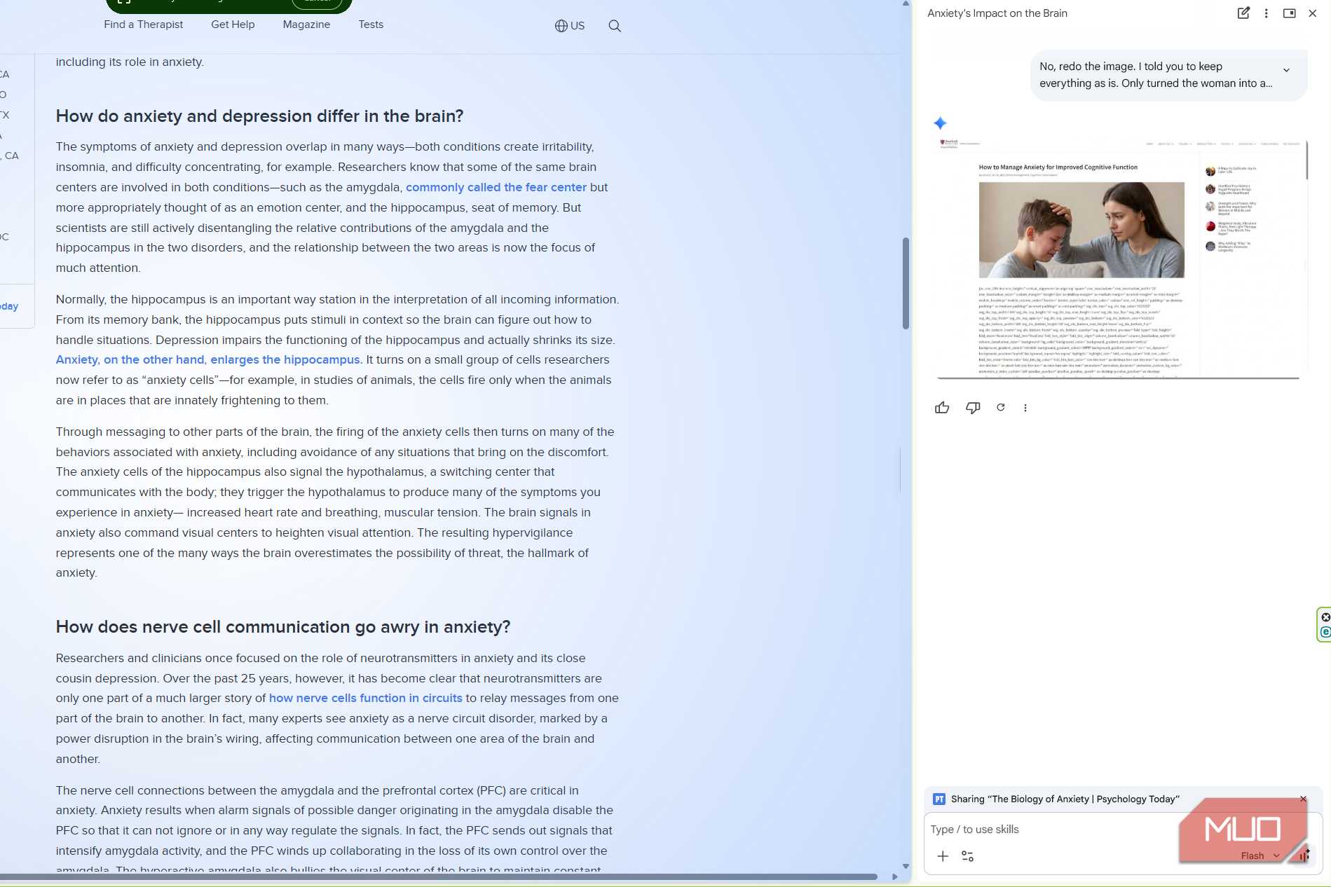 Gemini in Chrome highlighting page in blue