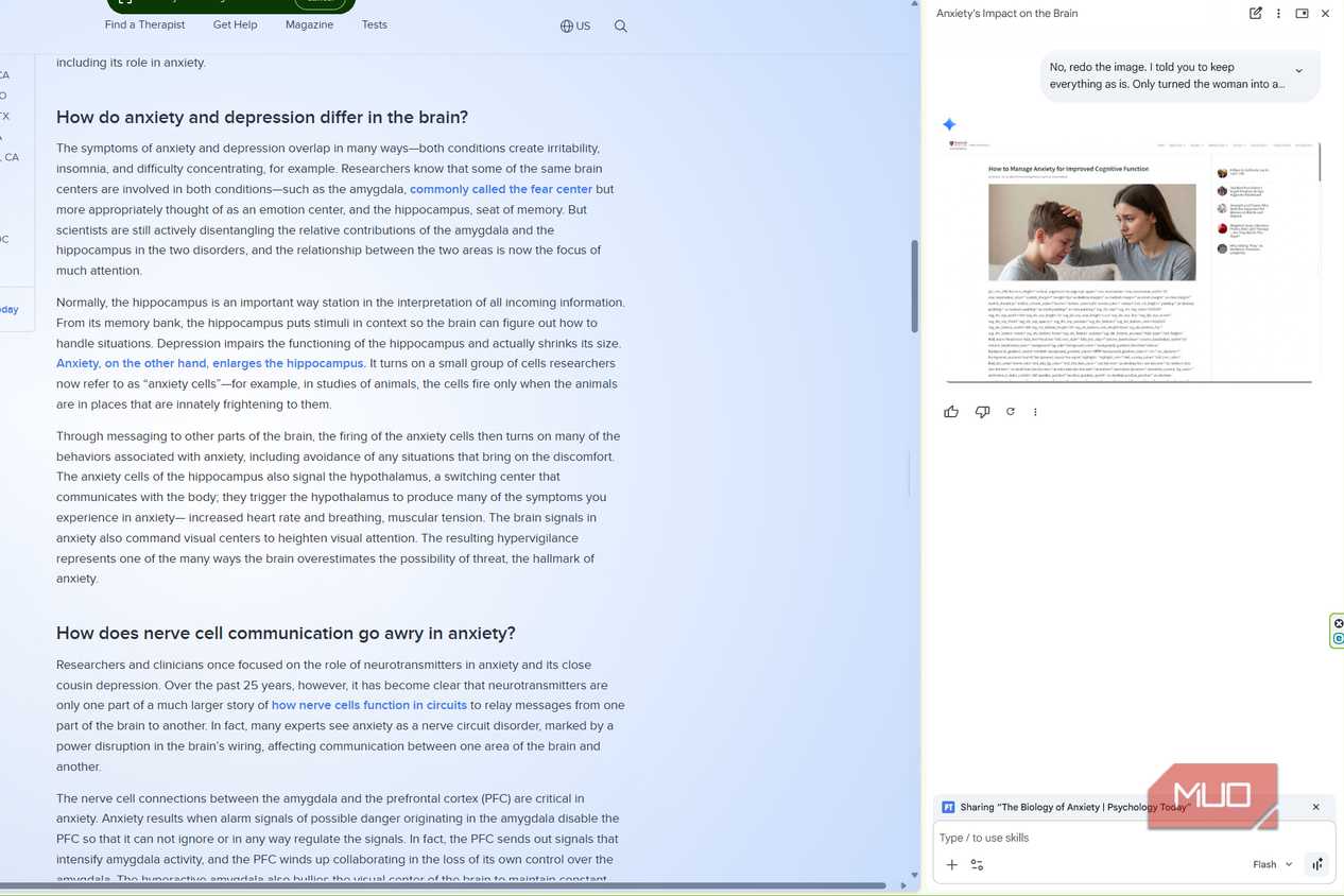 Gemini in Chrome highlighting page in blue