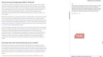 Gemini in Chrome explains a selected section about anxiety and depression in simpler, nontechnical terms
