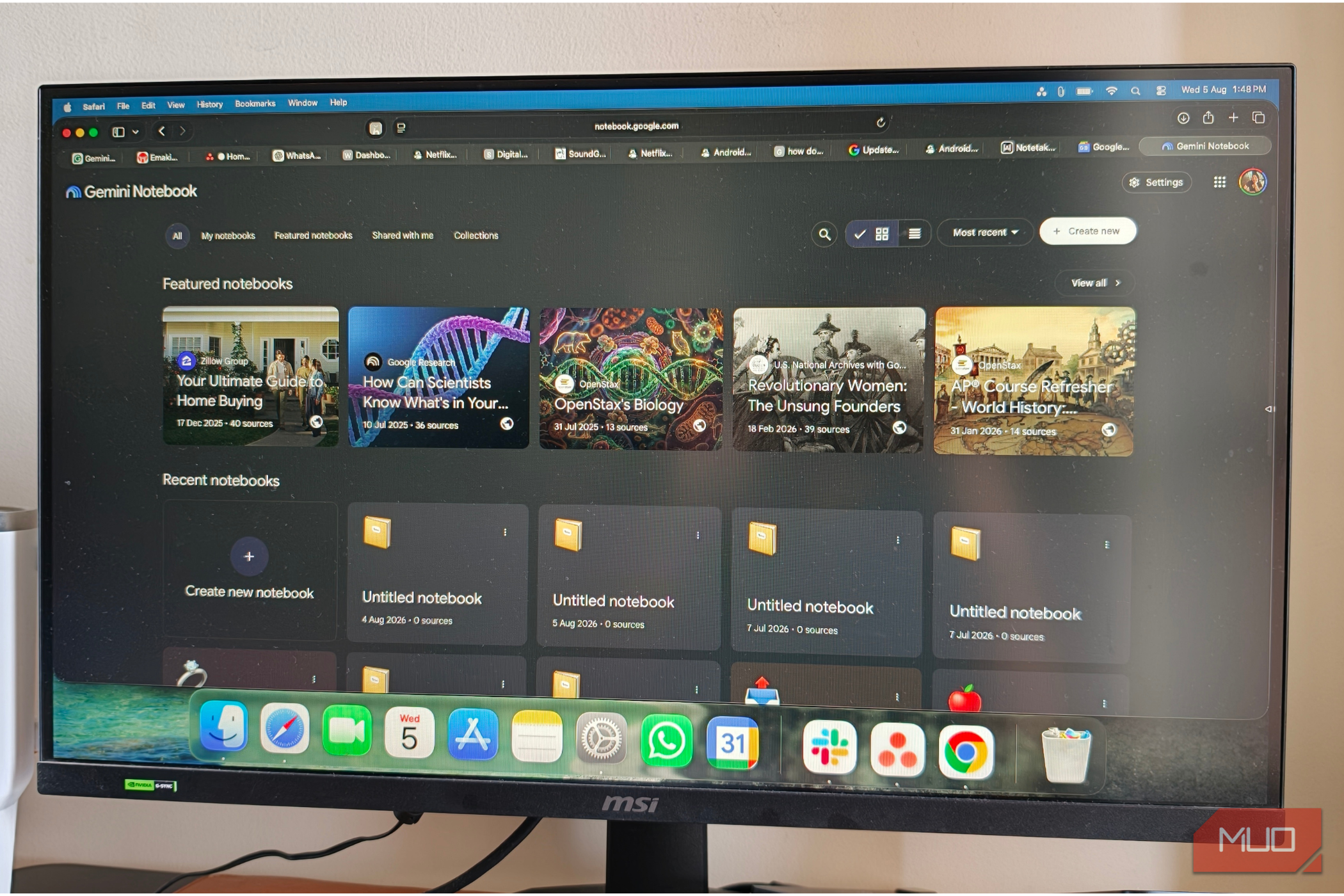 Gemini Notebook opened on PC