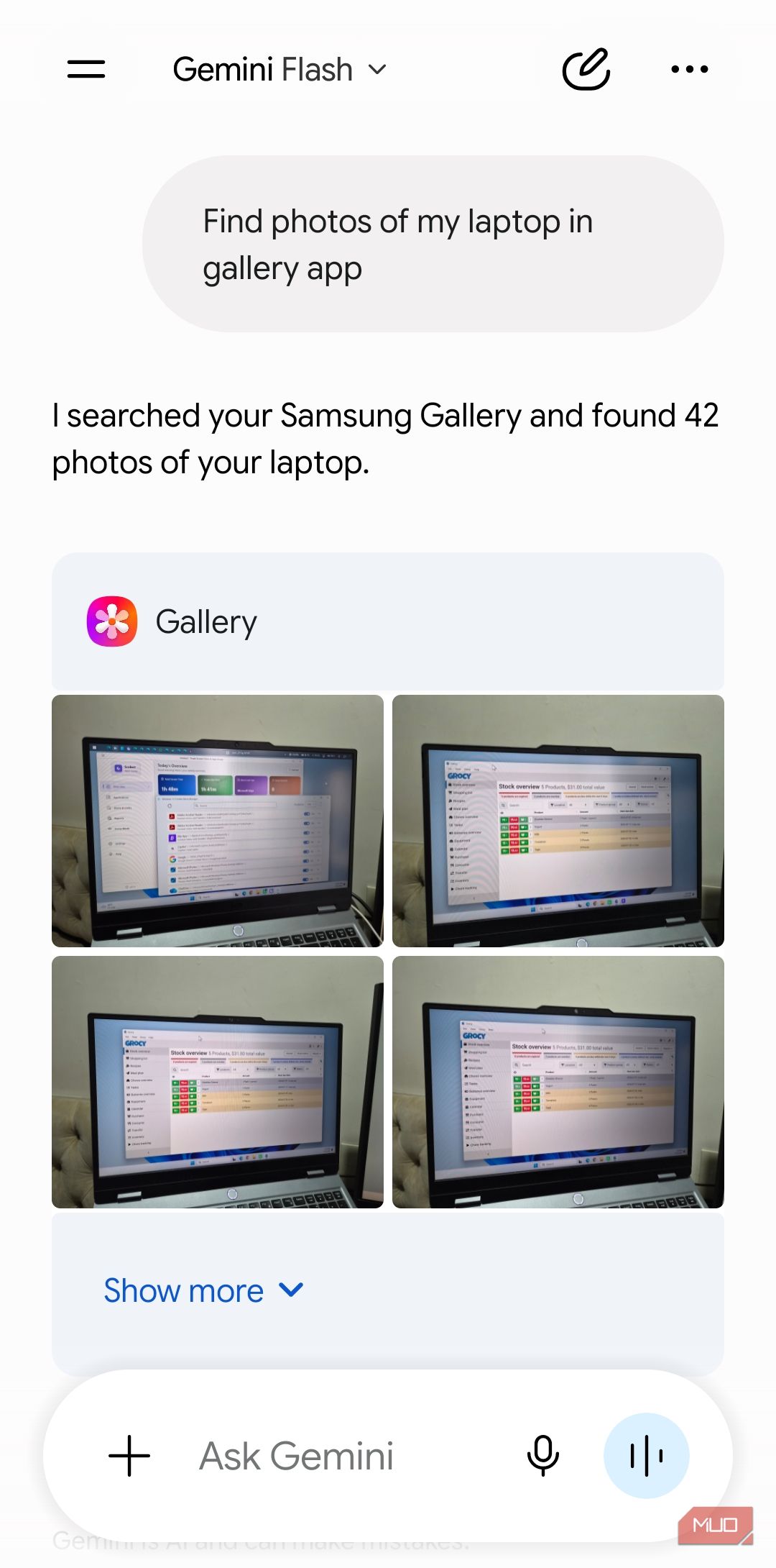 Gemini talking to Samsung Gallery app
