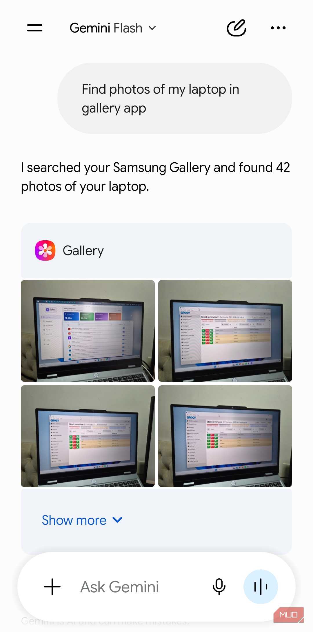 Gemini talking to Samsung Gallery app