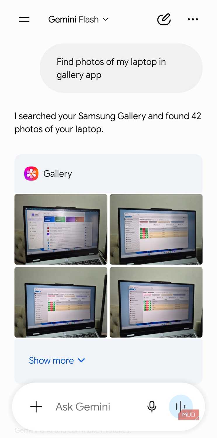 Gemini talking to Samsung Gallery app