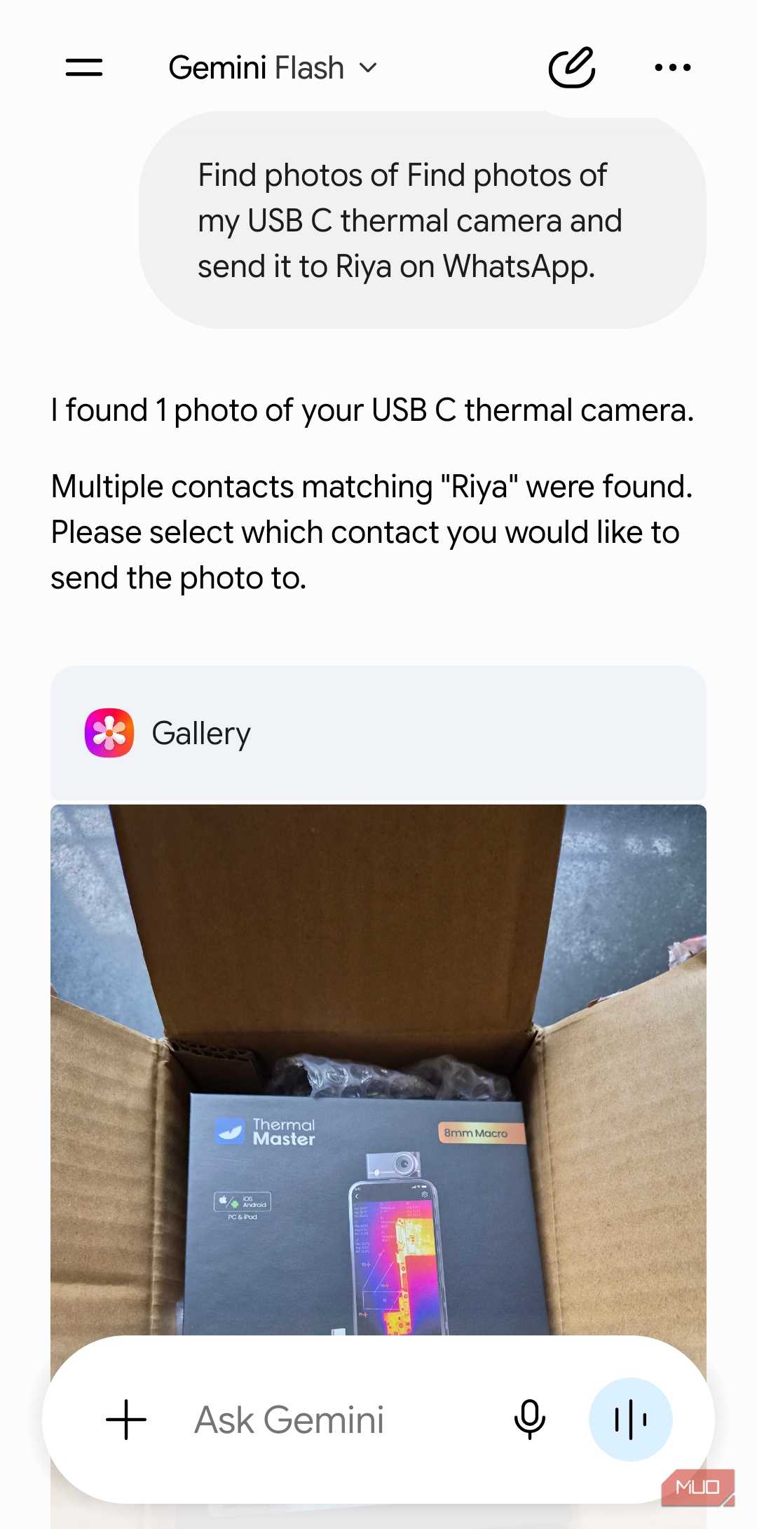 Gemini talking to Samsung Gallery