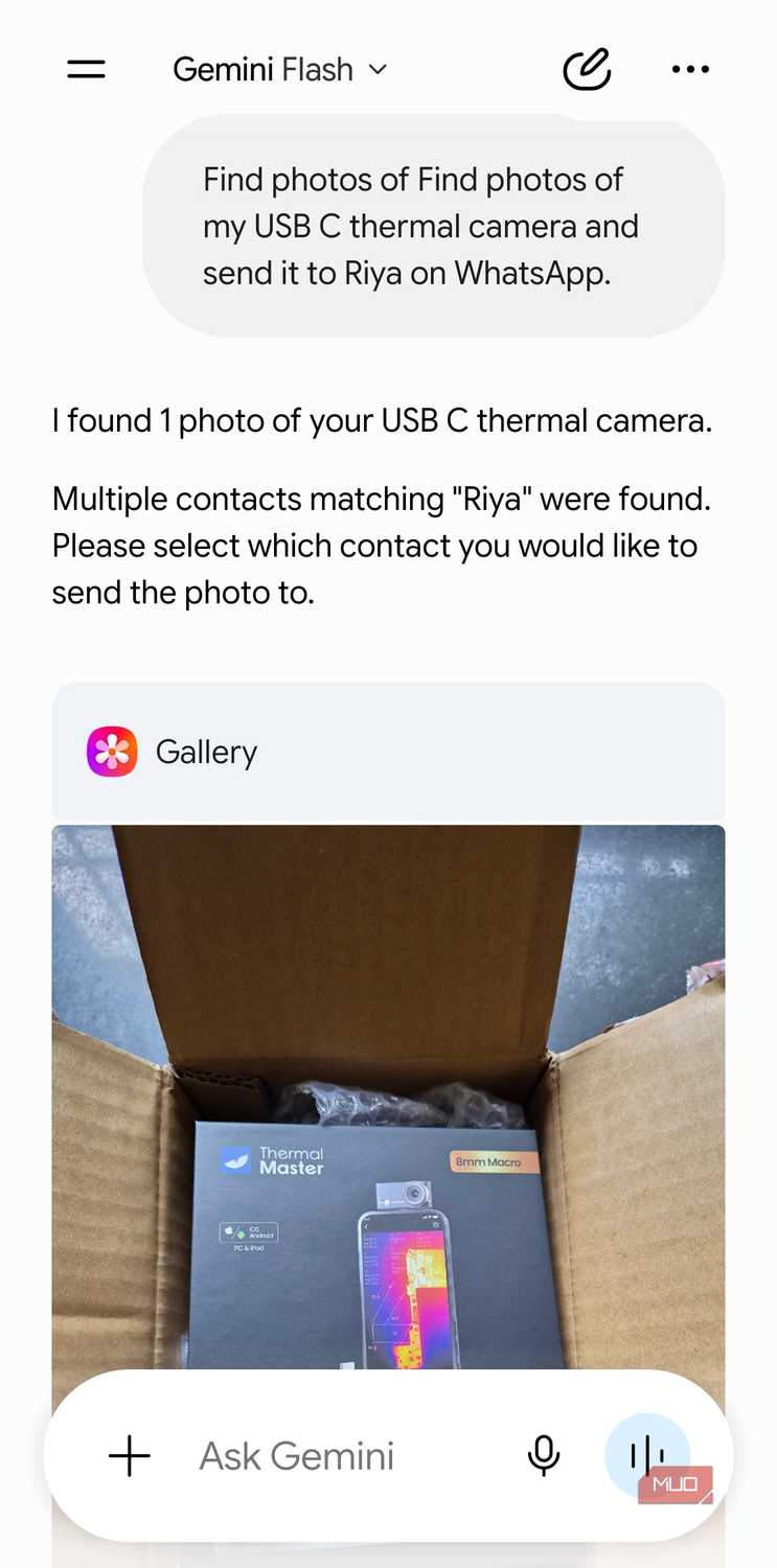 Gemini talking to Samsung Gallery
