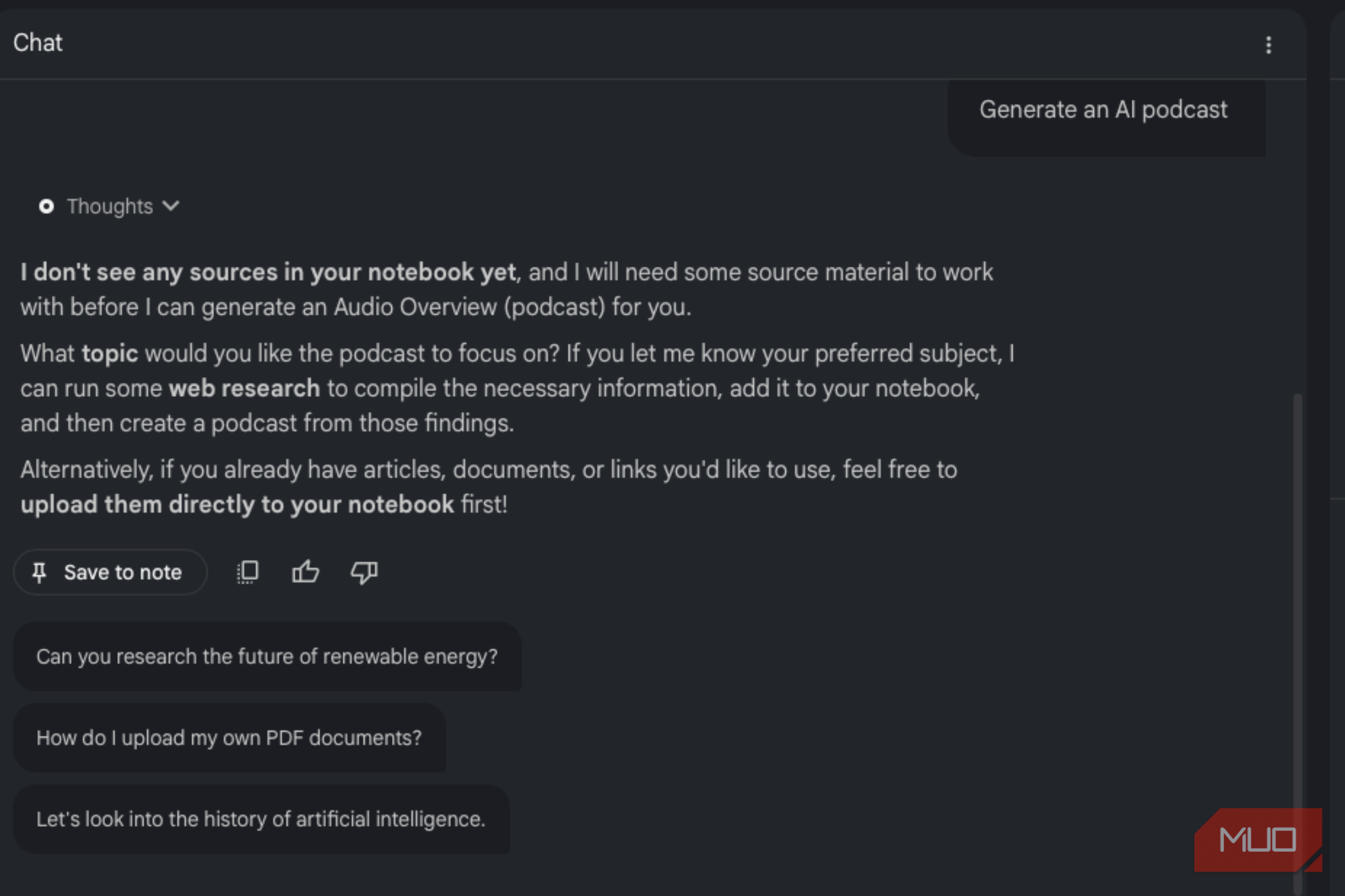 Generate an AI podcast on Gemini Notebook with Audio Overviews
