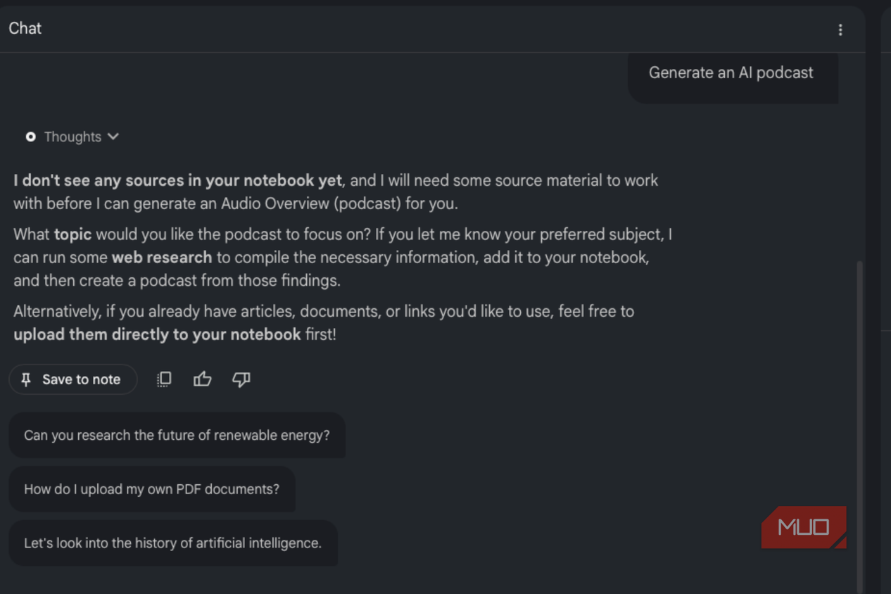 Generate an AI podcast on Gemini Notebook with Audio Overviews