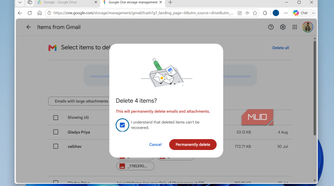 Gmail delete email prompt