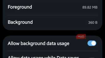 Google app data usage with background data enabled