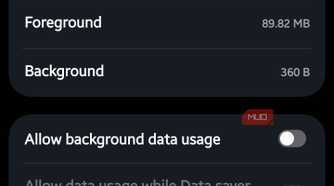 Google app data usage with background data disabled