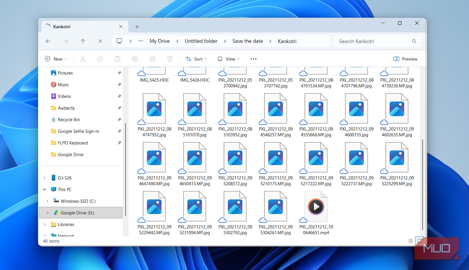 Google Drive folder in Windows File Explorer