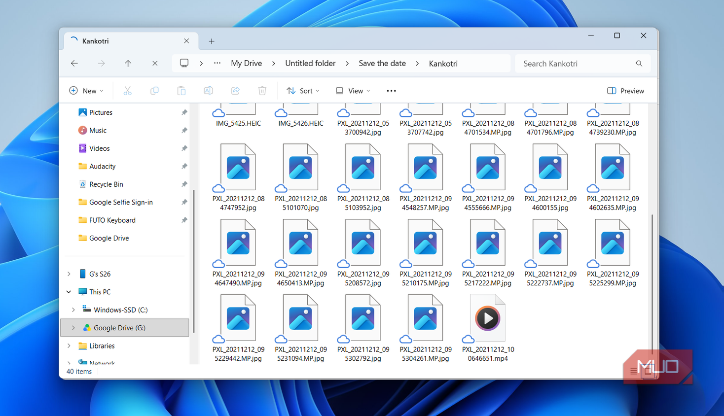 Google Drive folder in Windows File Explorer