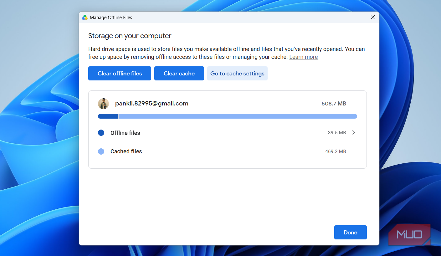 Google Drive offline files